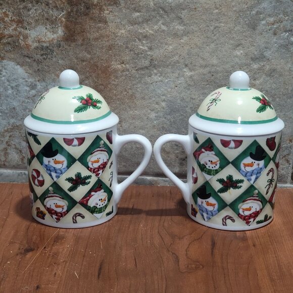 MSI Snowman Coffee Tea Mugs with Lid Set of 2 - Picture 3 of 12